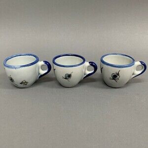 TM Mexico Bird Butterfly Blue Lot of‎ 3 Small Cups 2" High